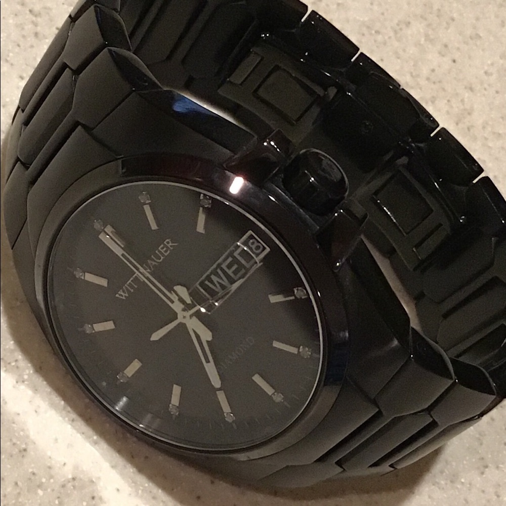 Wittnauer black men's watch Diamond series